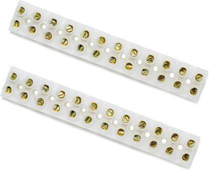 HRTRONICS 12 Position 5A 2 Rows H Type Terminal Strip Screw Terminal Barrier Block Pack of 2 (White, Pack of 5) 2 row terminal barrier strip wire connector Wire Connector