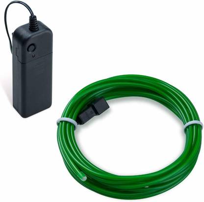 Automaze LED Flash Flexible Portable Neon Light Glow EL Strip Wire Rope Bar for Decoration, 3 Modes, 5 Meters (Green) Car Fancy Lights