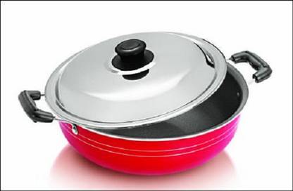 Dynore Non stick Deep Kadai with SS Lid, 2 L capacity Non-Stick Coated Cookware Set