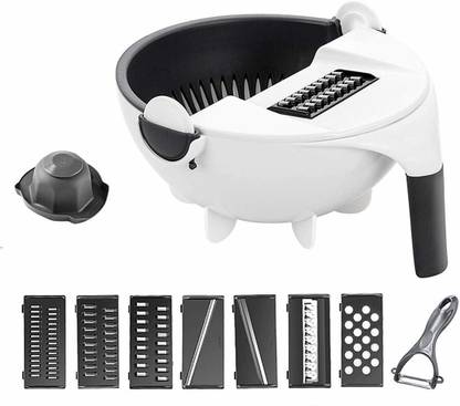 Shivshree Multifunction Vegetable Cutter with Drain Basket Magic Rotate Vegetable Cutter Portable Slicer Chopper Grater Kitchen Tool Vegetable Grater & Slicer (9 in 1 set) Vegetable Chopper