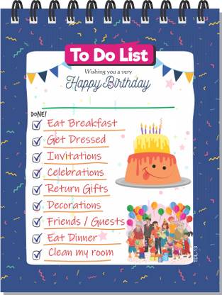 ESCAPER Happy Birthday To Do List Planner (A6 Size - 80 Paper Leaves) | To Do List Notepad | To do List Diary |Birthday Planner A6 Planner Ruled 80 Pages