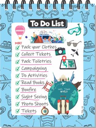 ESCAPER Travel Theme To Do List Planner (A6 Size - 80 Paper Leaves) | To Do List Notepad | To do List Diary | Daily Planner A6 Planner Ruled 80 Pages