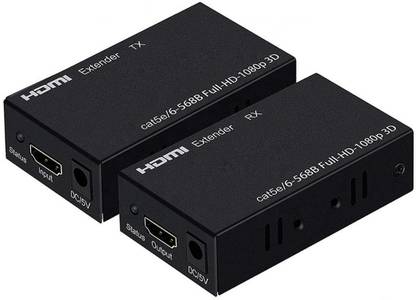 HL Technology HDMI LAN Extender/Extension RX Receiver TX Transmitter HDMI Repeater Connector Convertor Dual RJ45 CAT5e CAT6 LAN Ethernet Network Cable Upto 60 m for HDTV Projector DVD PS3 Media Streaming Device Gaming Adapter