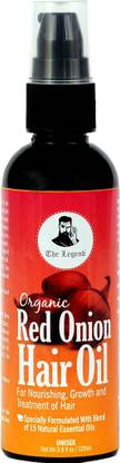 The Legend Organic Red Onion Hair Oil 100ml with 15 Natural Essential Oils, Onion Oil For Hair Growth, Strengthening and Shining, Fights against Hair Fall, Dandruff, Itches and any Hair problem Hair Oil