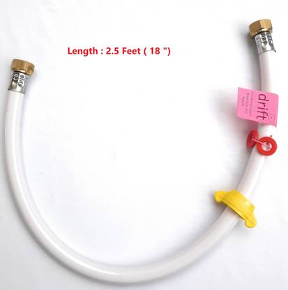 DRIFT Brand Connection Pipes made up of Premium PVC Nylon Threaded Braided PVC 2.5 feet ( 30 inch or 750 mm) long ( 17mm outer diameter X10 mm inner diameter with pure brass nuts ½’’ pipe thread Hose Connector