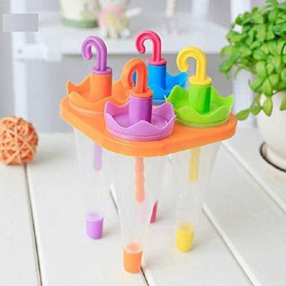 HVG TRADERS Plastic Reusable Umbrella Shape Popsicle Molds Ice Pop Makers Ice Pop Molds Kulfi Maker Mould, Candy Maker Plastic Popsicle Mold, Kids Ice Cream Tray Holder Multicolor Ice Cube Tray Set (Pack Of 4) Multicolor Plastic Ice Cube Tray (Pack Of 4) Multicolor Plastic Ice Cube Tray