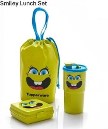 wish basket store Tupperware smiley Lunch Set 2 Containers Plastic Office Lunch Box