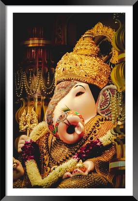 DBrush God Ganesha Painting Photo Frame Without Glass For Living room Wall Art (Variation 10) Digital Reprint 18 inch x 12 inch Painting