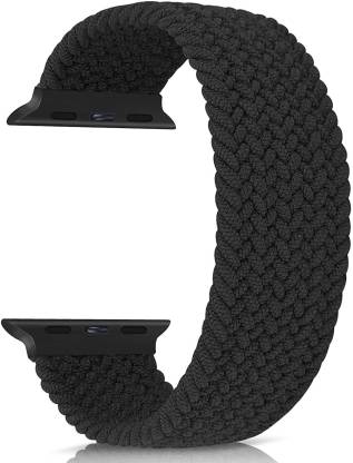 Amtrix Braided Solo Loop Elastic Nylon Straps MEDIUM SIZE Suitable for iWatch 44mm/42mm Series 6/SE/5/4/3/2/1 (Strap Size 14CM) (Grid Black-White) Smart Watch Strap