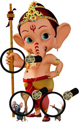 (jRNG) 60 cm Creative 3D My Friend Ganesha,Bal Ganesha Attractive Wall Sticker for Living Kids Room (60 cm X 32.24 cm) Self Adhesive Sticker
