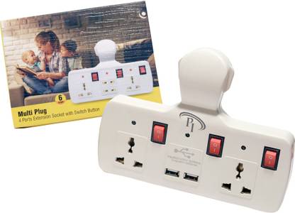 PI EXTENSION CORD WITH USB PORT [ 2 SOCKET WITH 2 USB PORT ] 2  Socket Extension Boards