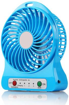 Alchiko ML-F95 High Speed Table Fan Small Size 3 Speed Setting with Build-in LED Light For Home, Office, Kitchen USB Fan, Rechargeable Fan