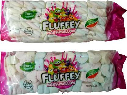 Fluffey Marshmallow 100% vegetarian) 80 pieces each STRAWBERRY Marshmallow