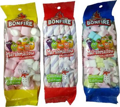 Bonfire Marshmallow fruitswirlers 120g pack of 3 ( 60 pieces each ) STRAWBERRY Marshmallow