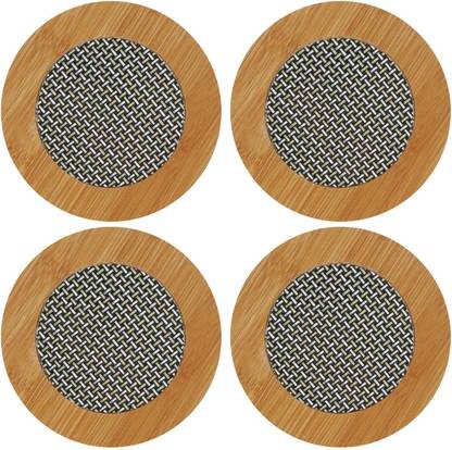 पुतक राउंड बैम्बू कोस्टर सेट