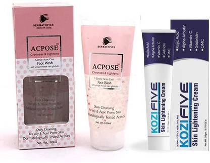 DERMA TOPICS HEALTH CARE 100% Pure Natural Acpose Cleanses & Lightens Face Wash with Kojifive is effective in hyper pigmentation / dark complexion, age spots, Acne / Pimple Spots, uneven skin tone, melisma, tanning or sun damage, birth marks, dark elbows, knee