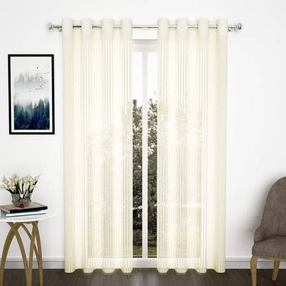 SHREE GIRRAJ DECORS(SGD) 213 cm (7 ft) Door Polyester Semi Transparent Curtain (Pack Of 2)