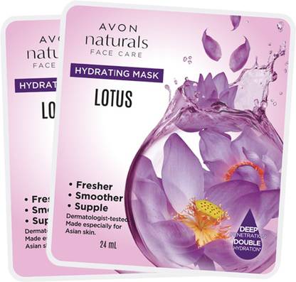 AVON Naturals Face Care Lotus Hydrating Sheet Mask 24 ml x Pack of 2