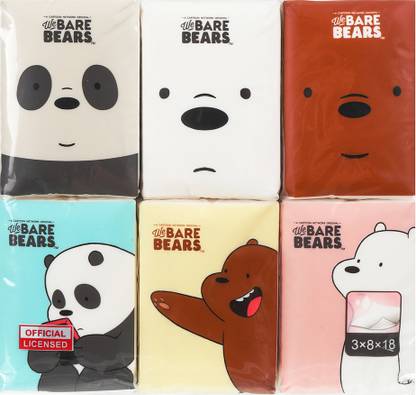MINISO We Bare Bears Simple Tissues (8sheets*3-layer) 18 Packs