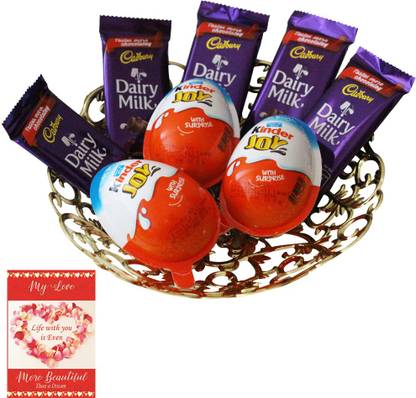 Cadbury Dairy Milk & Kinder Joy Chocolates Gift Hamper | Premium Chocolate Gift Tray To Gift Your Loved Ones On Valentine | 039 Combo