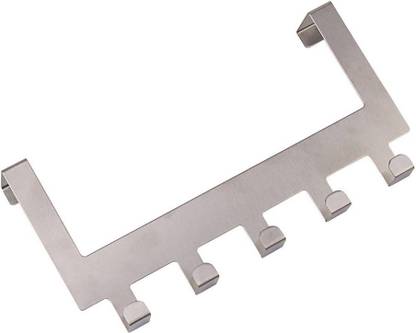Hokipo Over The Door 5 Stainless Steel Hook Organizer Hanging Rack Towel Coat Hanger Rail In India Towel Coat Hanger Hook Rail, Coat Hanger Rack For Door