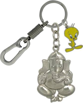 HANDSOME ISK Lord Ganesha Blessings Attractive Metallic design with Multicolor Tweety and High Quality Locking Lock, you can also use as a Perfect way for carrying your Car, Bike, Scuty, Home or Office keys in style also it’s a Creative Gift you can give to your love once Key Chain
