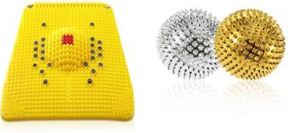 vyas ACCUPRESSURE MAT & 2 BALL Accupressure Blood Circulation accupressure Mat And Feet Massager With Acupressure Magnetic Ball Set Of 2 Massager (Multicolor) Pack of 3 Massager