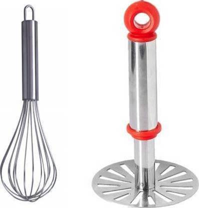 HomeSign Masher combo kitchen Stainless Steel potato masher and Egg whisker Attractive handy look with Comfortable steel handle gives a good grip Multicolor Kitchen Tool Set Kitchen Tool Set