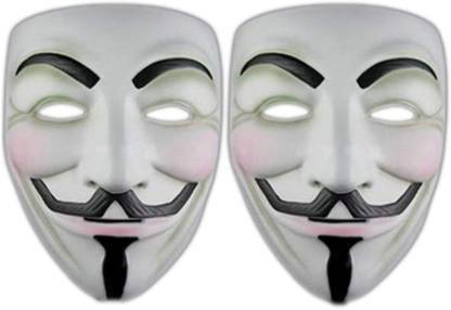 Bal samrat White Vendetta Comic Face Anonymous Hacker (BS-5) Party Mask Set of 2 Party Mask
