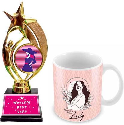 Tuelip World's Best Lady Trophy with Printed Design of World's Best Lady for Tea & Coffee Ceramic Coffee Mug