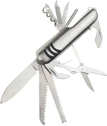 Frackson Pocket Swiss Knife 11 In 1 Stainless Steel Multi Functional Swiss Knife - (Silver) Multi-utility Knife