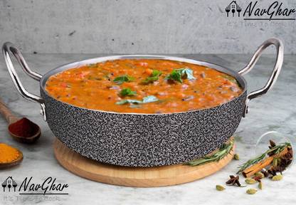 Navghar Heavy quality Deluxe kadhai with induction base Kadhai 25 cm diameter 3.12 L capacity
