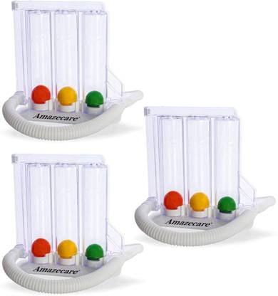 AMAZECARE ™ Incentive Spirometer/Respirometer/Breathing Lungs Exerciser 3 balls for Deep Breathing Exercise|Hygienic Washable & Portable Respiratory Exerciser | Breath Measurement System with Extra Spirometer Pipe Manual Respiratory Exercise Respiratory Exerciser
