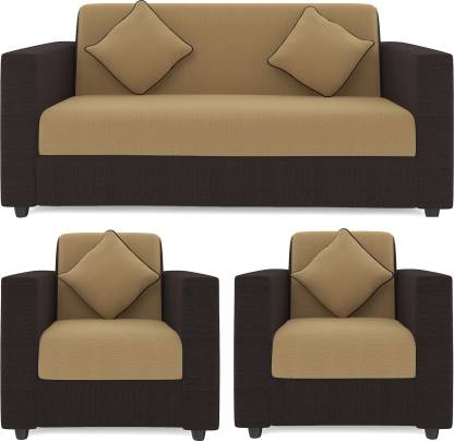 Mofi sofas Fabric Sofa set Designer 5 Seater Sofa Set with plastic leg Solid Wood (Plywood) 3+1+1 sofa for Living Room and home (sofas in Fome and Fabric 3 + 1 + 1) (Upholstery Color- Cream Brown, Finish- polished Finish) Fabric 3 + 1 + 1 Sofa Set