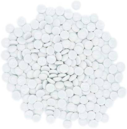 Petzlifeworld Flat Glass Marbles for Vases - 1 Kg White Decorative Stone Beads for Vases, Crafts, Colored Rocks Table Scatter, Aquarium and Fish Tank Pebbles, Party Centerpieces, Gem Décor, Mosaics, Floral Displays Polished Round Quartz Pebbles