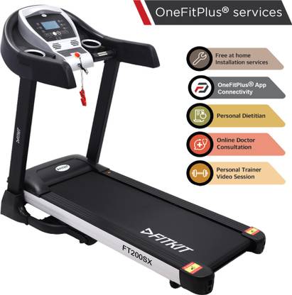 FITKIT by Cultsport FT200SX Motorized with Auto Inclination, Diet Plan and Installation Services Treadmill (Max Weight:110 kg)
