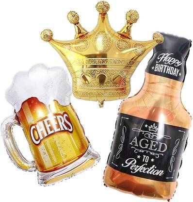 Prihit Mens Happy Birthday King Crown age to perfection Party Foil Balloon