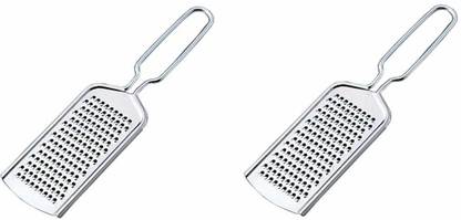MOREL SMALL STAINLESS STEEL LEMON ZESTER & CHEESE GRATER - PARMESAN CHEESE, GINGER, GARLIC, NUTMEG & CHOCOLATE, VEGETABLES, FRUITS GRATER (SILVER) (PACK OF 2) Vegetable & Fruit Grater
