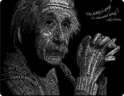 HOMYA Albert Einstein text portrait Design 3D Print High Resolution Mousepad
