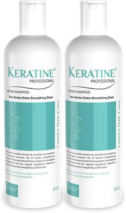 KERATINE PROFESSIONAL Smoothing Sulphate Free Shampoo (Pack of 2, 500ML Each) (500 ml)