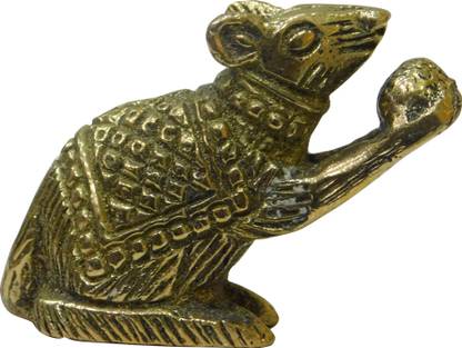 vinayakmoorti Brass Rat Statue Rat Murti Rat Idol Brass Rat Showpiece Figurine Home Décor Decorative Showpiece  -  4 cm