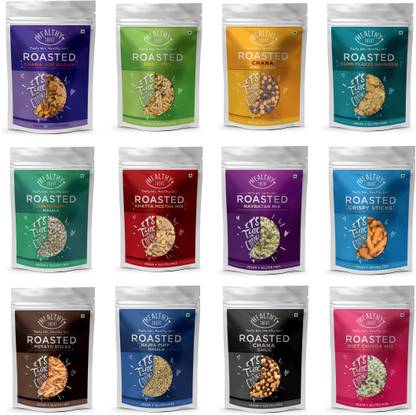 Healthy Treat Roasted Snacks Combo- Pack of 12 | Gluten Free Vegan | Non - Fried Healthy Snacks