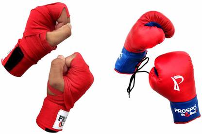 PROSPO Boxing Gloves with Laces and with Velcro,Glove and Handwrap Combo Size 10oz Boxing Gloves
