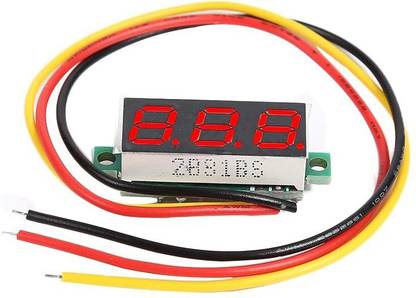 Dresszon Mini 0.28 inch 0.28" 3 Wires Digital Voltmeter Red LED Display DC 0-30V Voltage Meter Voltmeter (Digital) Digital Voltage Tester