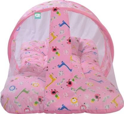 Funtus Cotton Infants New Born Baby Mosquito Net Bed With Cushioned Pillow Mosquito Net