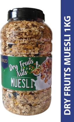 Rivazo Dry Fruits Muesli With Richness of Dry Fruits Seeds Berries and Multigrains For Power Packed Breakfast in Pet Jar 1 Kg Plastic Bottle