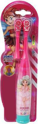 Supplybel Battery Powered Electric Toothbrush for Girls with extra toothbrush head for Kids PINK Electric Toothbrush
