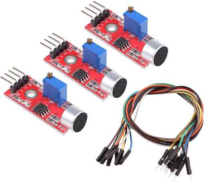 Aktronics Mic Microphone Sensor High Sensitivity Sound Detection Module with 15 Pcs Female to Female Jumper Wires for Arduino/raspberry PI (Pack of 3) Sound Recorder and Sound Circuit Electronic Hobby Kit