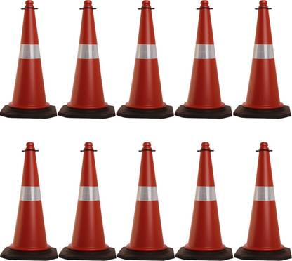 Ladwa 750mm Impact Resistant Road Traffic Safety Cones (Universal Size) Pack of 10 Emergency Sign