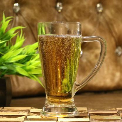 KWICK BOX (Pack of 6) oval shape New Stylish Designer Glass with Easy Grip Handle (Set of 6)(300 ml) Glass Set Beer Mug